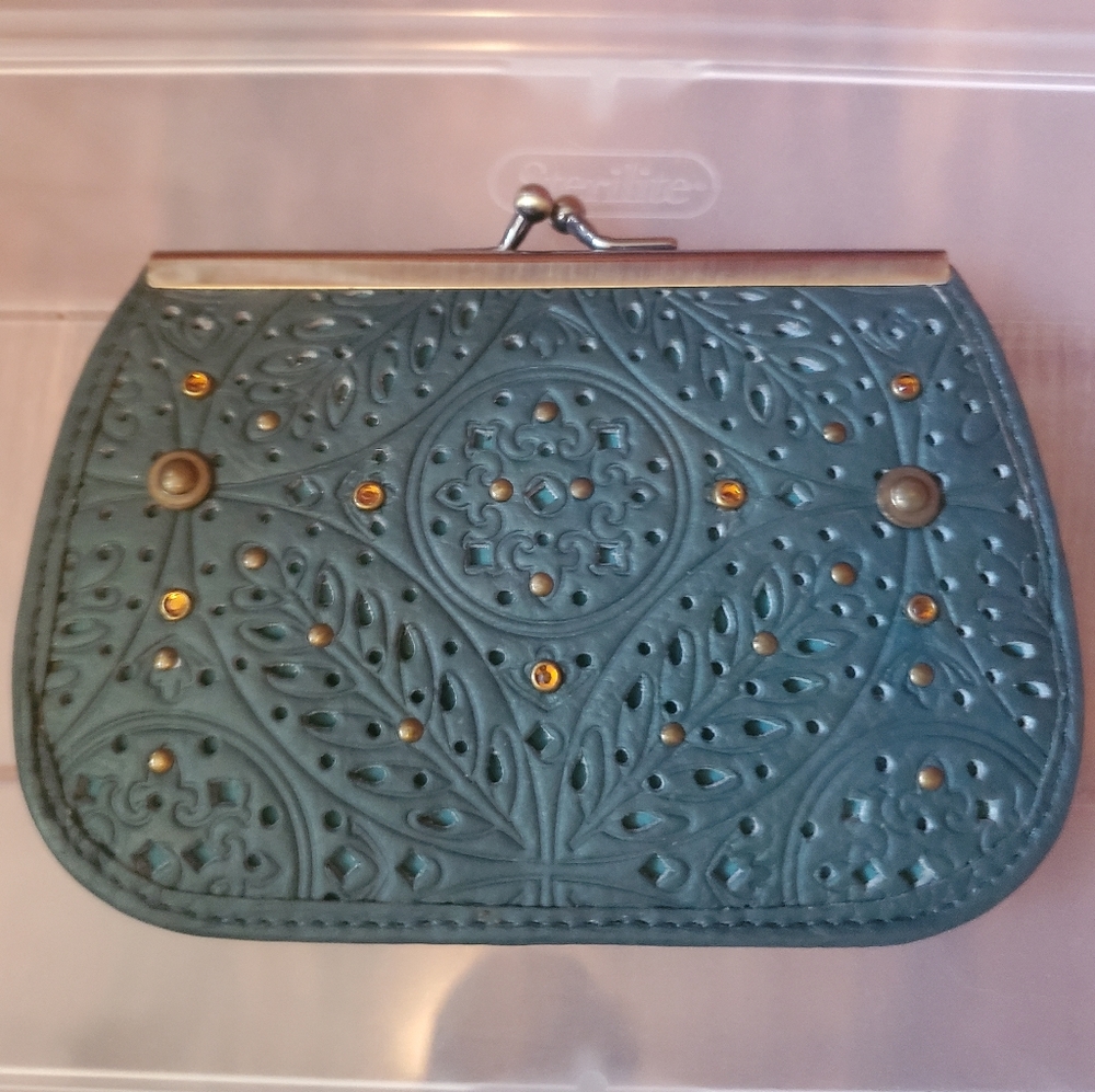 Vintage Rolf wallet in green pierced leather